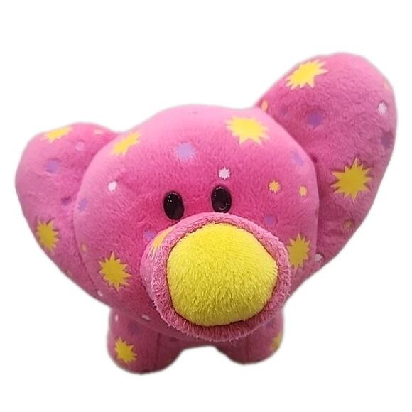 2008 TOTS Lets Make Some Noise Pink Elephant with Starbursts Plush Stuffy [87] - Picture 1 of 10